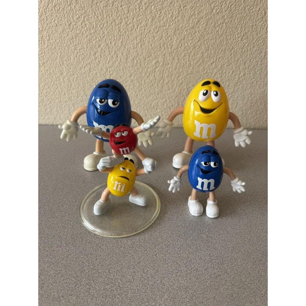 Vintage M&M’s Character Figurine Lot of 4 Blue Yellow Red Mars Collectibles